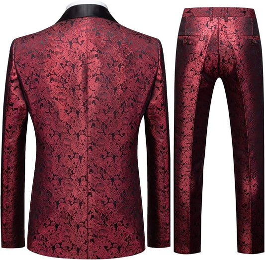 Men's Suits 3 Pieces Wedding Formal Business Shawl Collar Wedding Jacquard Dress Tuxedo Jacket Vest and Trouser