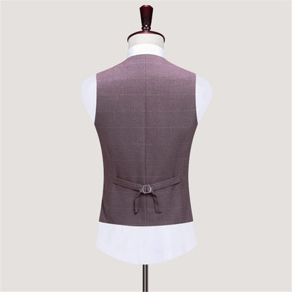 Men's Plaid Wedding Casual Tuxedo Men's UK Slim Fit Suit 3 Men's Business Social Club Suit Clothing Suit Men(3XL code)