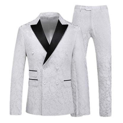 Jacquard Suit Men Clothing Wedding Party 2Piece Set Blazers Jacket And Pants