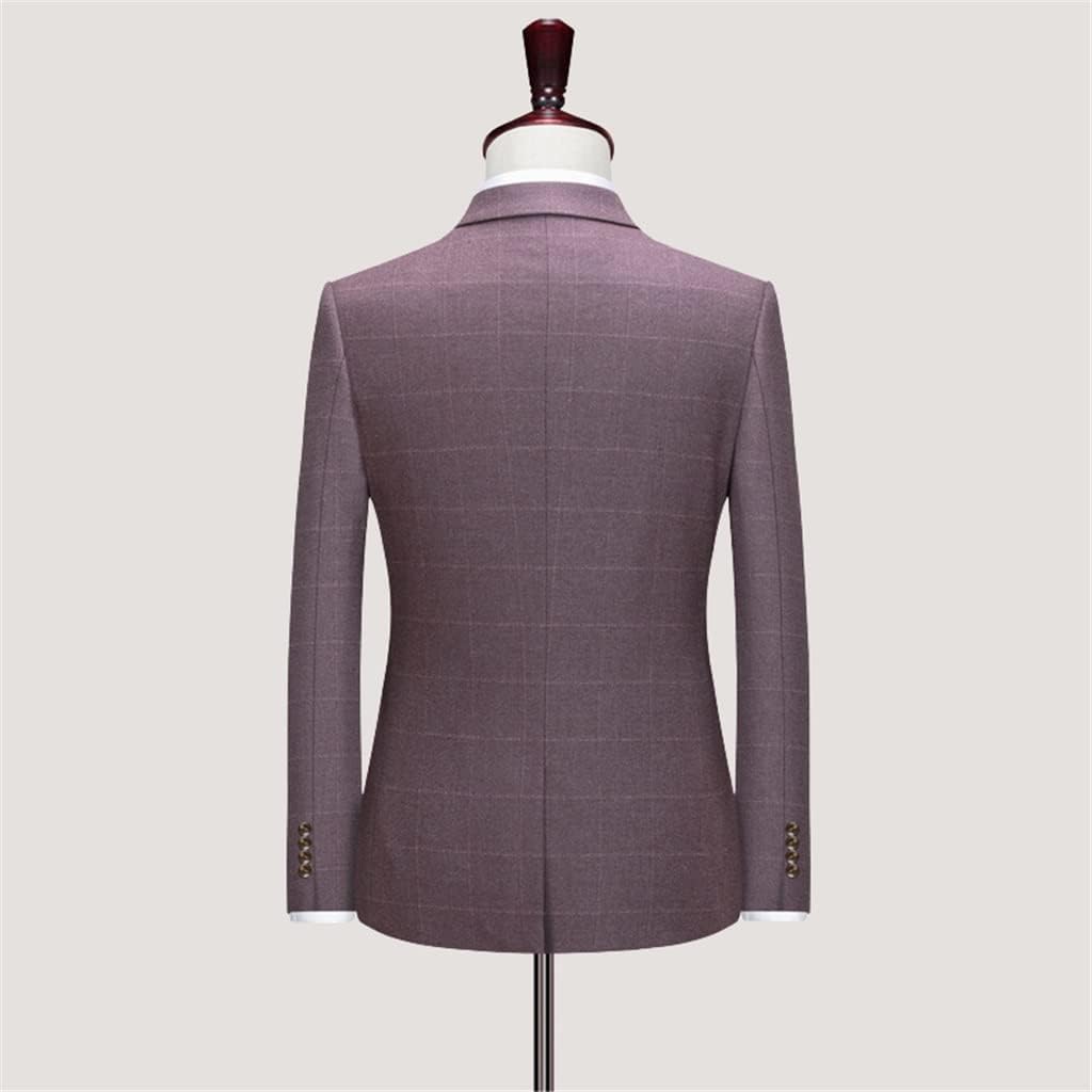Men's Plaid Wedding Casual Tuxedo Men's UK Slim Fit Suit 3 Men's Business Social Club Suit Clothing Suit Men(3XL code)