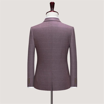 Men's Plaid Wedding Casual Tuxedo Men's UK Slim Fit Suit 3 Men's Business Social Club Suit Clothing Suit Men(3XL code)