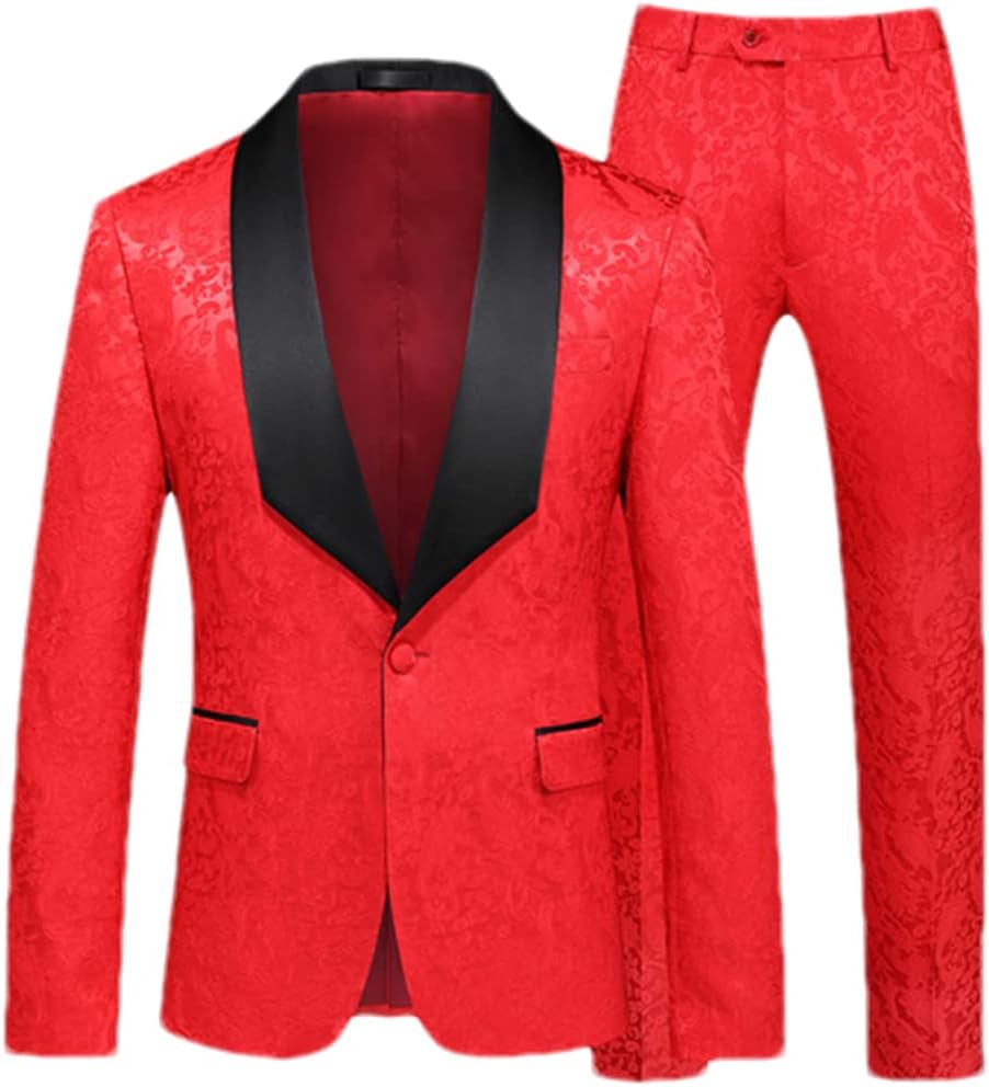 Jacquard Suit Men Clothing Wedding Party 2Piece Set Blazers Jacket And Pants