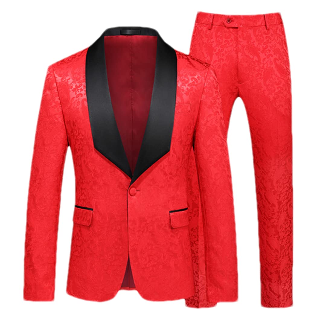 Jacquard Suit Men Clothing Wedding Party 2Piece Set Blazers Jacket And Pants