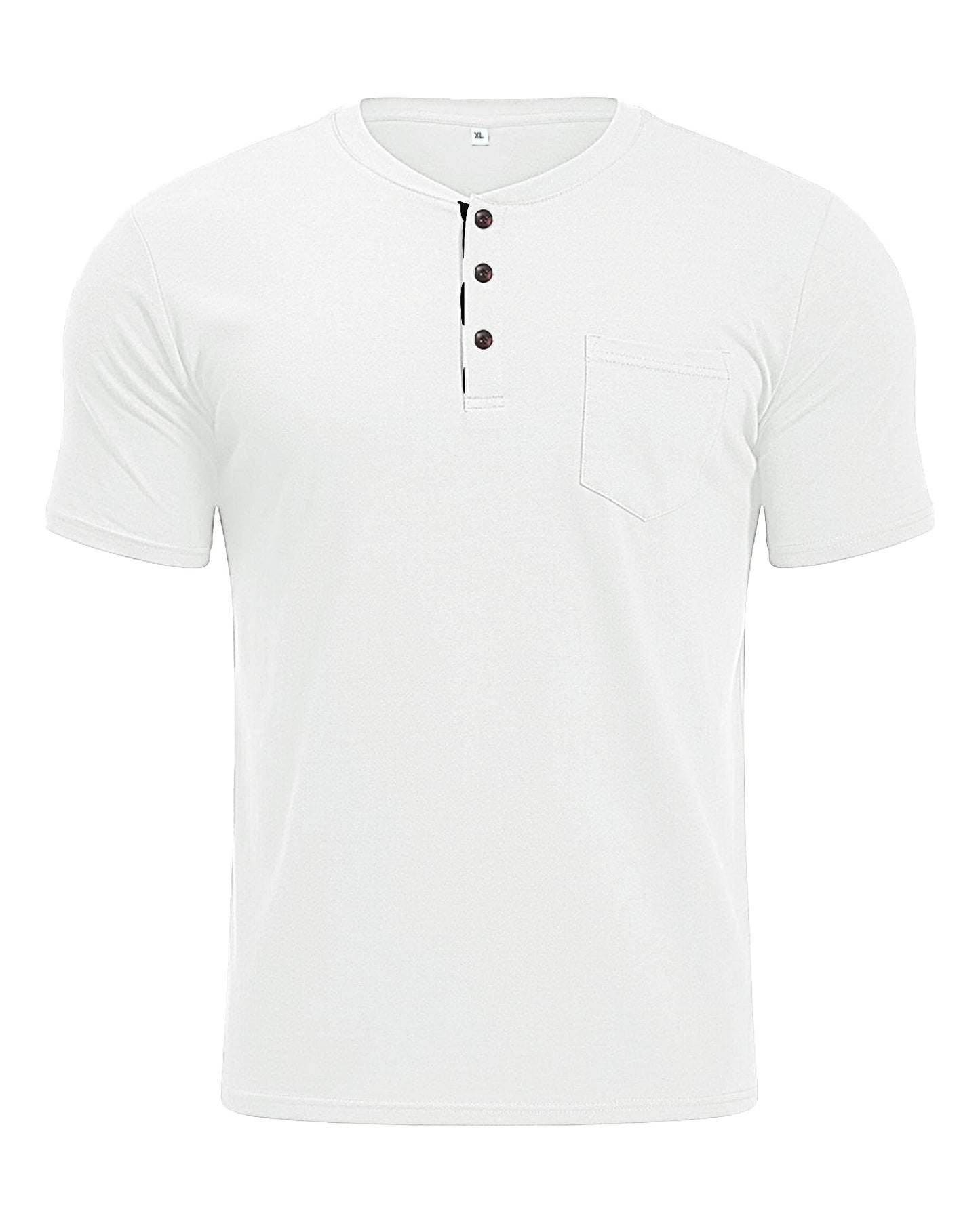 MLANM Mens Short Sleeve T Shirts Fashion Casual Basic Henley T-Shirts Cotton V-Neck Button Tee Tops with Front Pocket