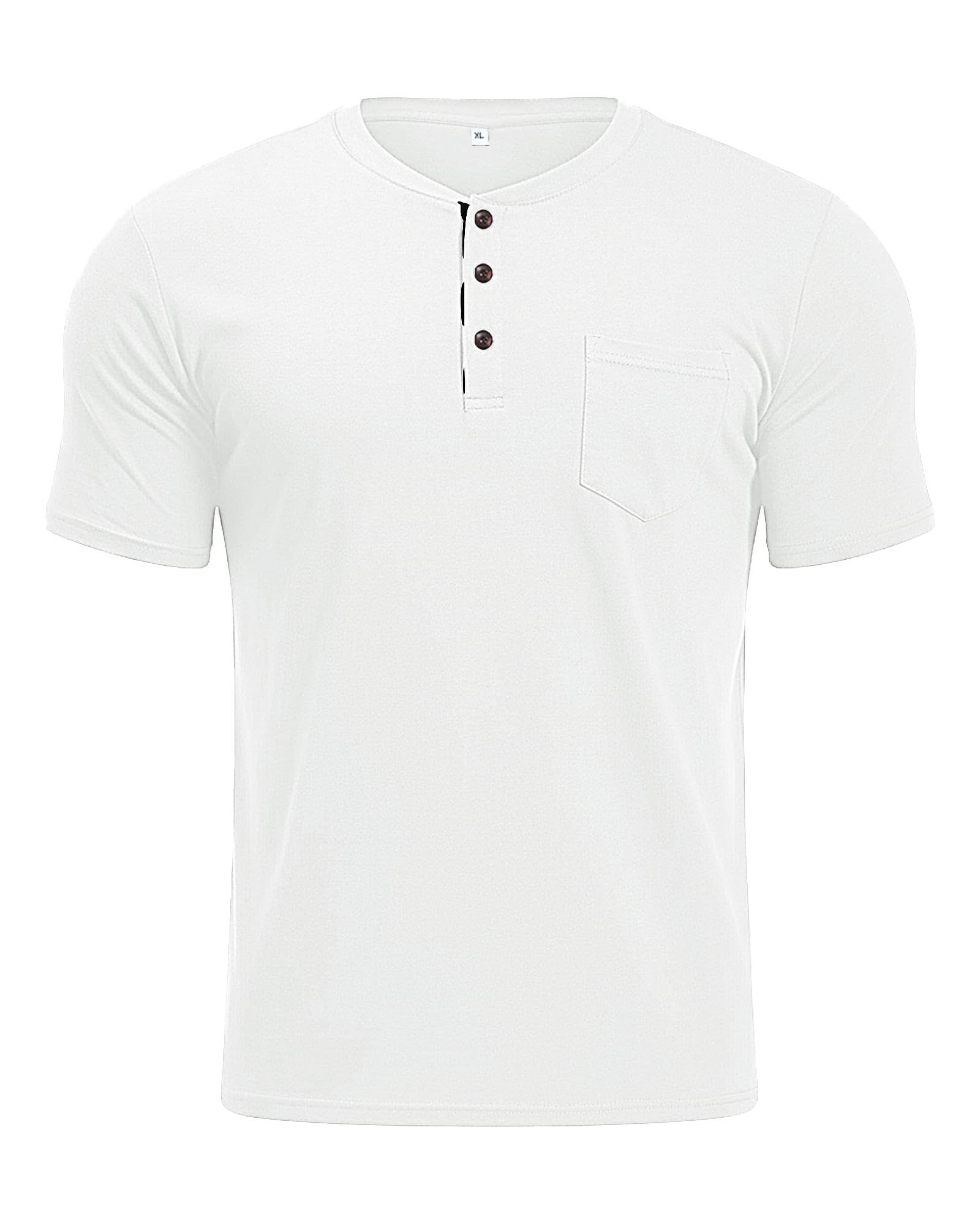 MLANM Mens Short Sleeve T Shirts Fashion Casual Basic Henley T-Shirts Cotton V-Neck Button Tee Tops with Front Pocket
