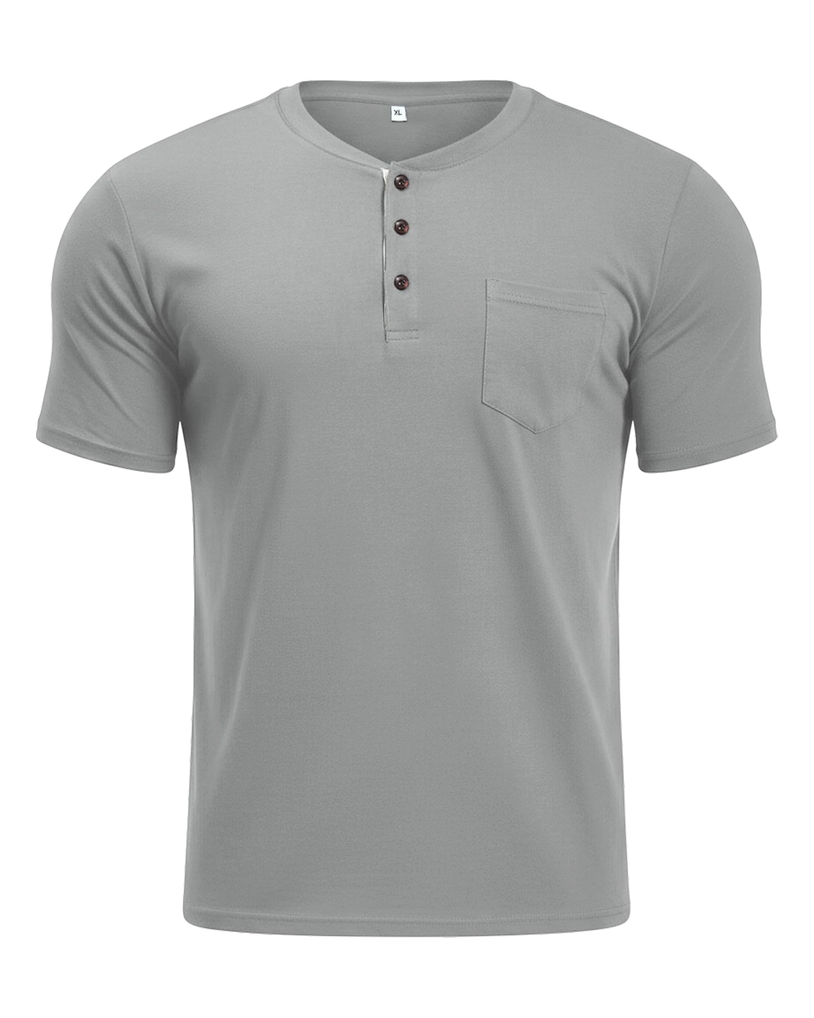 MLANM Mens Short Sleeve T Shirts Fashion Casual Basic Henley T-Shirts Cotton V-Neck Button Tee Tops with Front Pocket