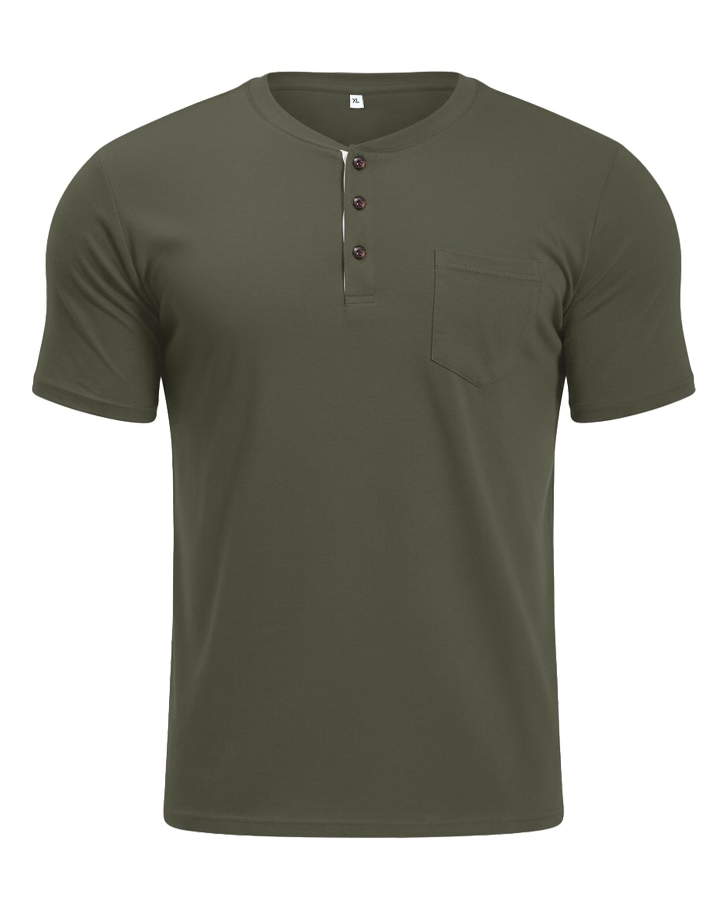 MLANM Mens Short Sleeve T Shirts Fashion Casual Basic Henley T-Shirts Cotton V-Neck Button Tee Tops with Front Pocket
