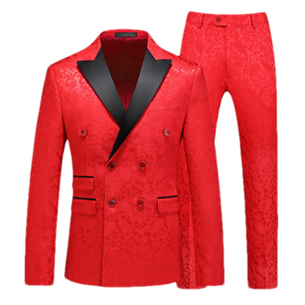Jacquard Suit Men Clothing Wedding Party 2Piece Set Blazers Jacket And Pants