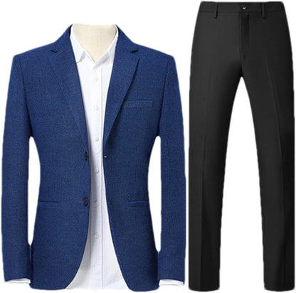 Vogrtcc Men Business Suit Fashion Single-Breasted Male Striped Blazers and Pants Casual Clothes