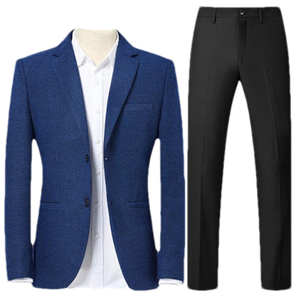 Vogrtcc Men Business Suit Fashion Single-Breasted Male Striped Blazers and Pants Casual Clothes
