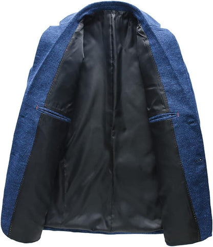 Vogrtcc Men Business Suit Fashion Single-Breasted Male Striped Blazers and Pants Casual Clothes