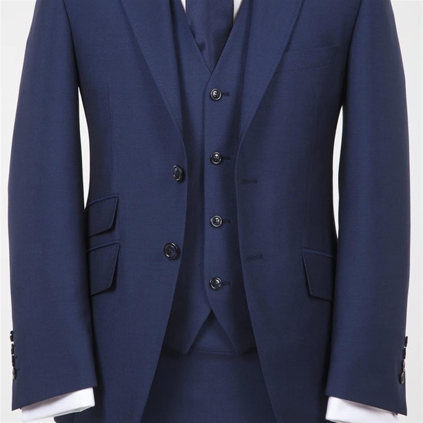 Navy Blue Formal Men Suits for Wedding Groom Tuxedo Piece Male Set Jacket with Pant Vest Peaked Lapel Clothes