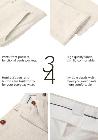 Wehilion Retro Linen Men Suit Beach Wedding Suit Summer Slim Fit 3 Pieces Light Weight Linen Suit Jacket Vest Pant Tuxedo