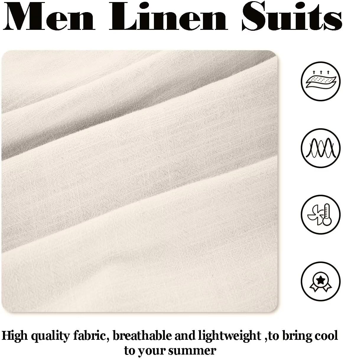 Wehilion Retro Linen Men Suit Beach Wedding Suit Summer Slim Fit 3 Pieces Light Weight Linen Suit Jacket Vest Pant Tuxedo